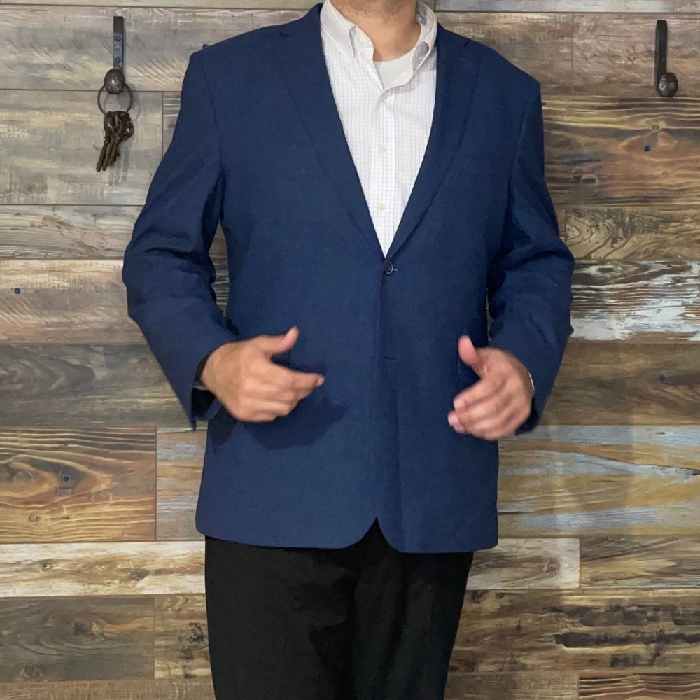 Joseph Abboud Wool Blend Blue Double Vented Blazer Sport Jacket Size 48L